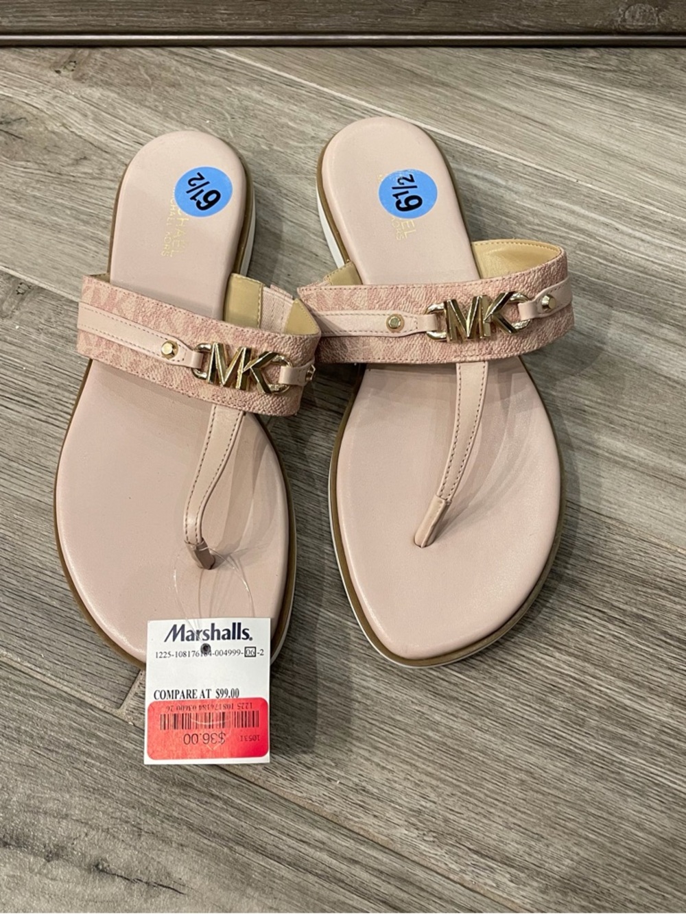 Michael Kors Blush Pink Logo Toe-Post Sandals